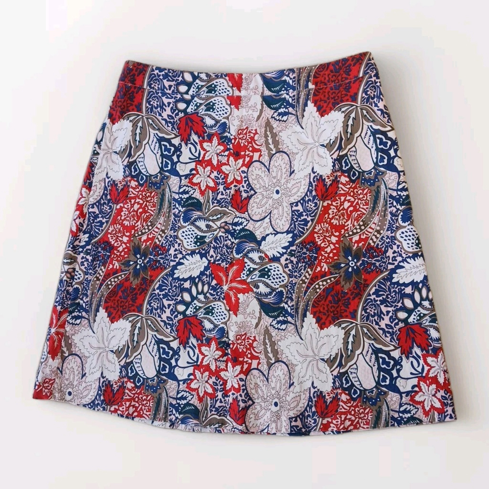 Margaret M Womens Skirt Sz S Orange Blue Paisley Pull On Rayon Blend BOHO
